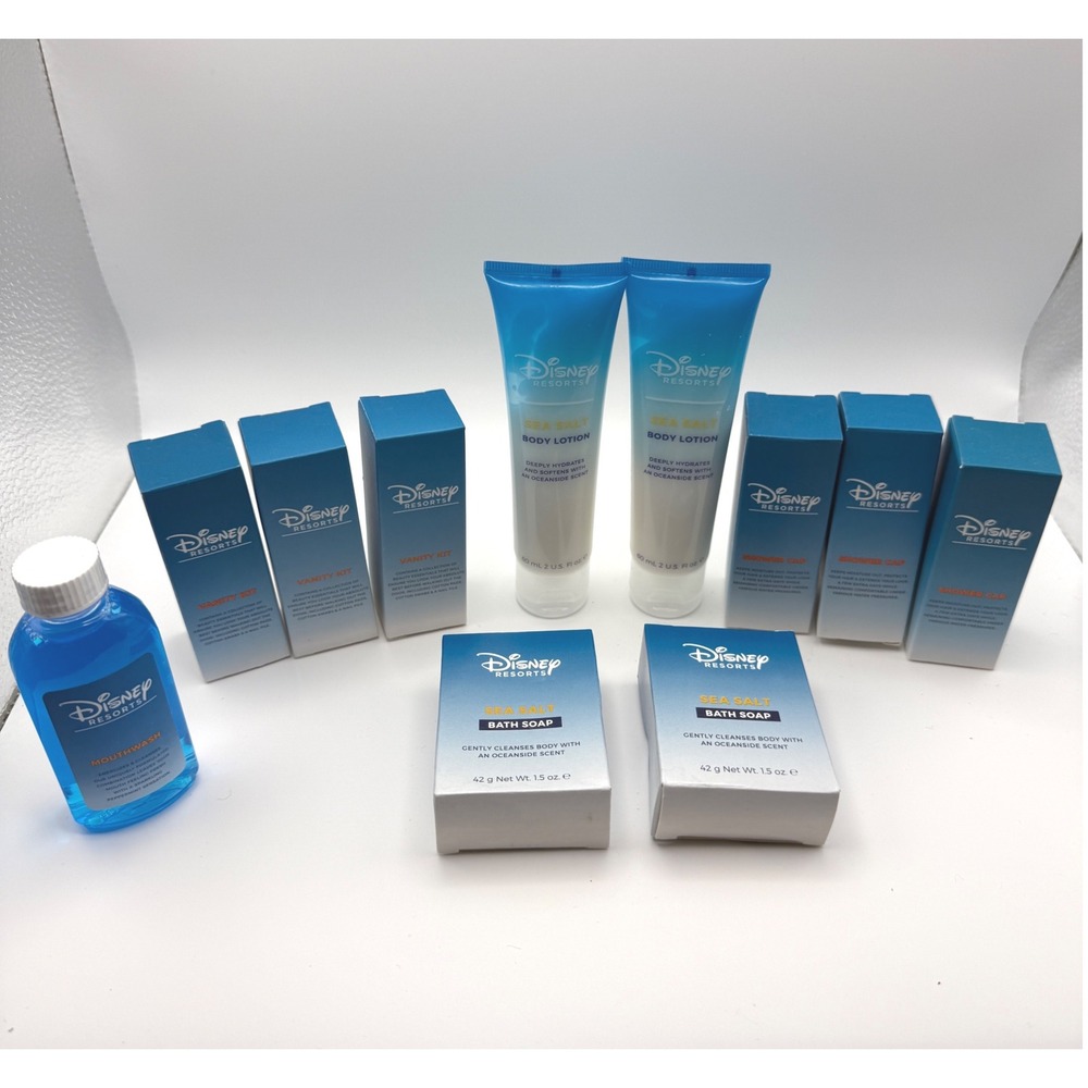 Disney Resorts Toiletries Lot 11 Travel Size Blue Sea Salt H2O+ Soap Lotion Kit